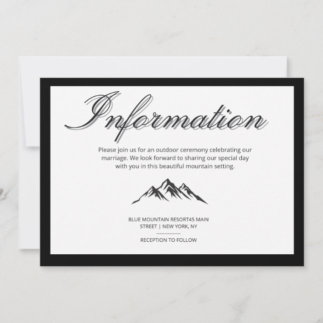 Minimalistisk kalligrafi utomhusbröllopsinformatio inbjudningar (Framsida)