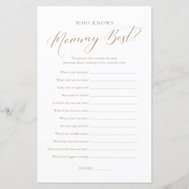 Minimalistisk kalligrafi Vem Känner Mamma Bäst Lek (Framsida)