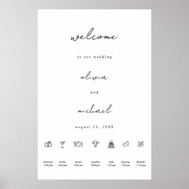 Minimalistisk kalligrafi vigsel välkomstaffisch poster
