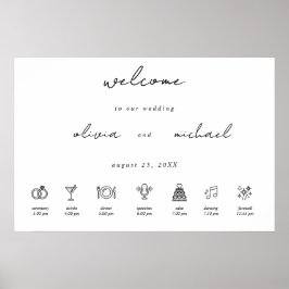 Minimalistisk kalligrafi vigsel välkomstaffisch poster