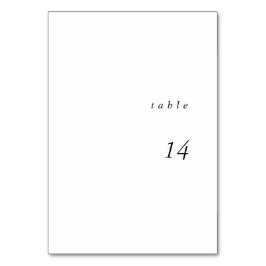 Minimalistisk kalligrafisk vigselbordskort bordsnummer
