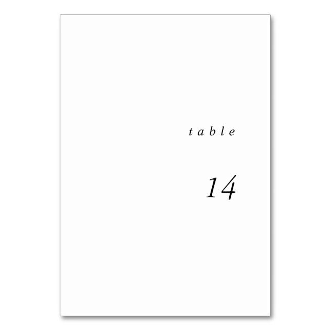Minimalistisk kalligrafisk vigselbordskort bordsnummer (Framsidan)