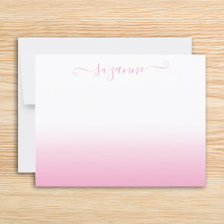 Minimalistisk kalligrafiskrits ljusrosa ombré anteckningskort