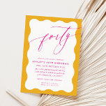 MINIMALISTISK Kalligrafivåg 40:e party rosa gult Inbjudningar<br><div class="desc">genom kat masard / WWW.SIMPLYSWEETPAPERIE.COM Kärlek,  men vill se vissa förändringar - ett annat färg-schema,  produkt,  foto eller anpassad för ett annat tillfälle - inga bekymmer bara kontakta mig,  kat@simplysweetPAPERIE.com Jag är lycklig för att hjälpa till!</div>