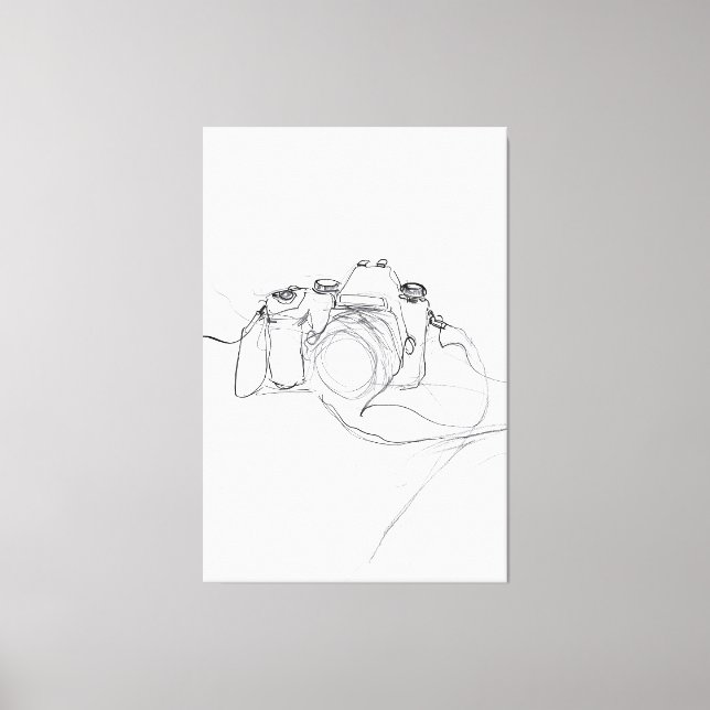 Minimalistisk kameraskiss - Premium Canvastryck (Framsida)