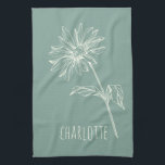 Minimalistisk kamomill Flower Sage Grönt Namn Kökshandduk<br><div class="desc">Minimalistiskt Chamomile Flower Sage Grönt Namn Kitchen Towel</div>