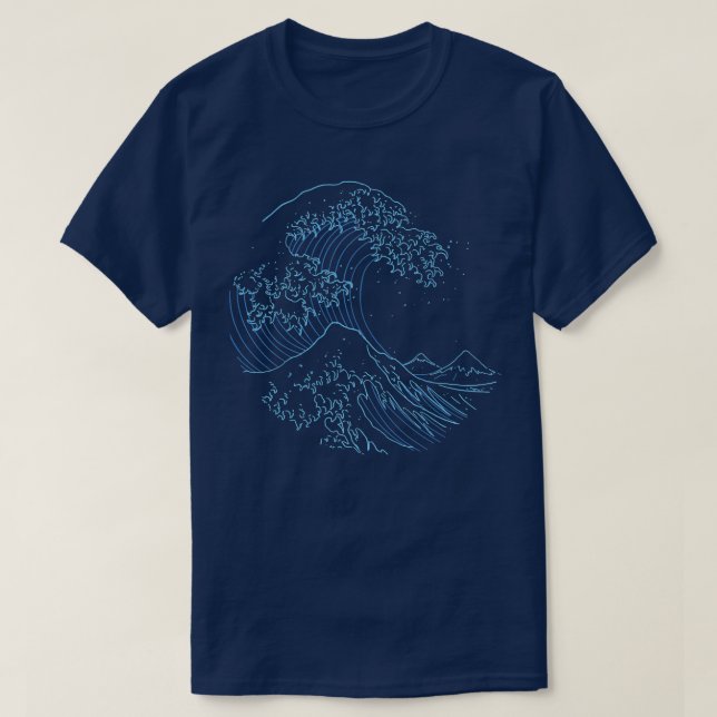 Minimalistisk Kanagawa Underbar Wave Japan T Shirt (Design framsida)