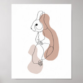 Minimalistisk kanin linjekonst illustration poster