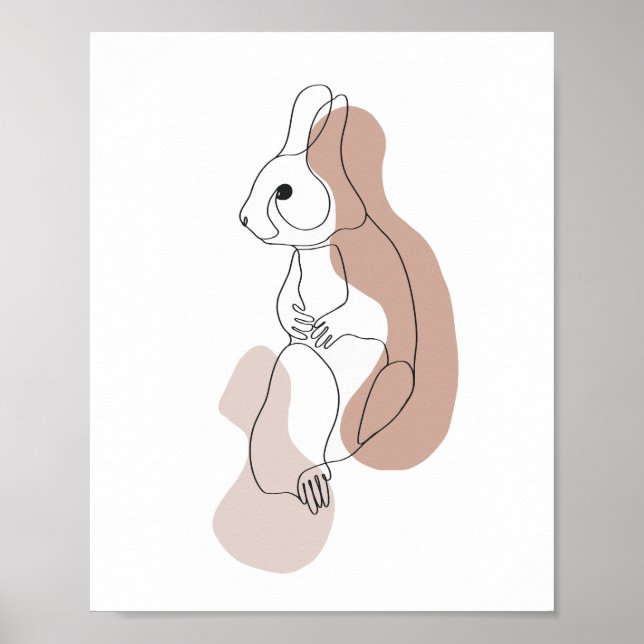 Minimalistisk kanin linjekonst illustration poster (Framsidan)