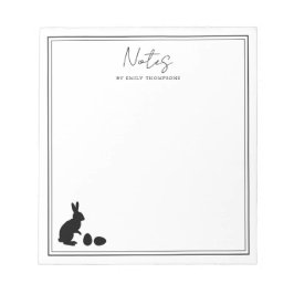 Minimalistisk kanin och ägg i modern svart påsk anteckningsblock