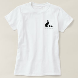 Minimalistisk kanin och ägg i svart glada påsk t shirt