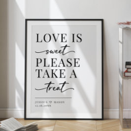 Minimalistisk kärlek är en söt godsak vigselskylt poster