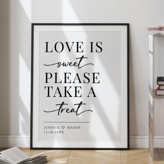 Minimalistisk kärlek är en söt godsak vigselskylt  poster (Skapare uppladdad)