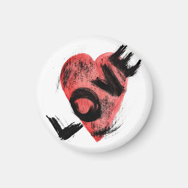 Minimalistisk "KÄRLEK" Grunge Heart Magnet – Moder