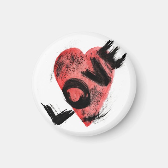 Minimalistisk "KÄRLEK" Grunge Heart Magnet – Moder (Framsidan)