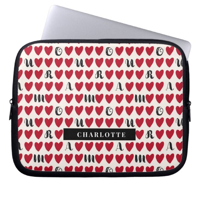 Minimalistisk Kärlek Heart Mönster Laptop sleeve G (Framsidan)