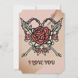 Minimalistisk kärlek Rosor och pilar Julkort