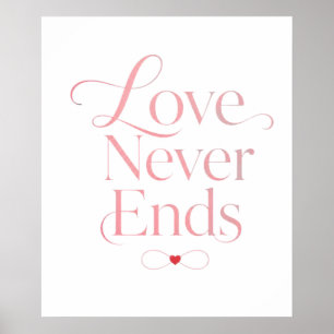 Minimalistisk Kärlek Slutar Aldrig Rose Guld Typog Poster