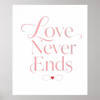 Minimalistisk Kärlek Slutar Aldrig Rose Guld Typog Poster