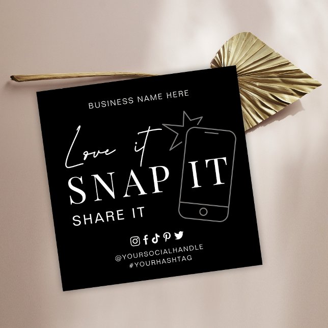 Minimalistisk Kärlek Snap  Märkre oss på Social Me Fyrkantigt Visitkort (Skapare uppladdad)