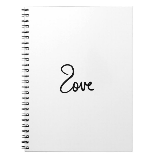 Minimalistisk "kärlek"-typografidesign anteckningsbok (Framsidan)
