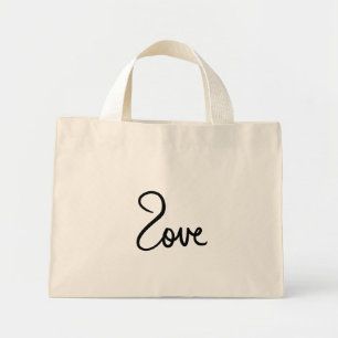 Minimalistisk "kärlek"-typografidesign mini tygkasse