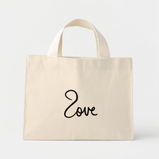 Minimalistisk "kärlek"-typografidesign mini tygkasse (Framsidan)
