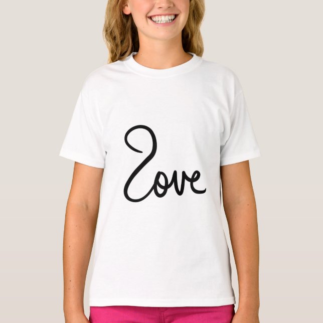 Minimalistisk "kärlek"-typsnittsdesign t shirt (Framsida)