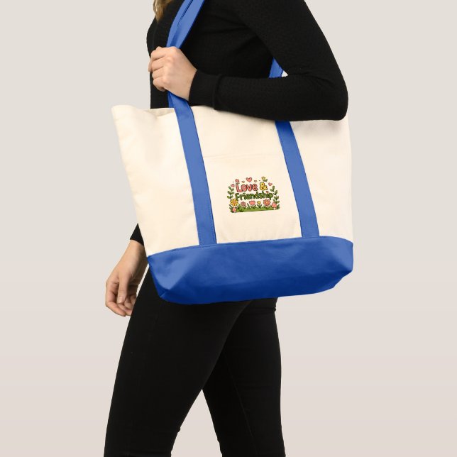 Minimalistisk "Kärlek & Vänner" Canvas Totebag Tygkasse (Framsida (produkt))