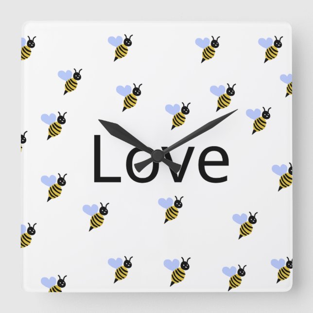 Minimalistisk Kärleksväggklocka – Romanskt Modernt Fyrkantig Klocka (Framsida)