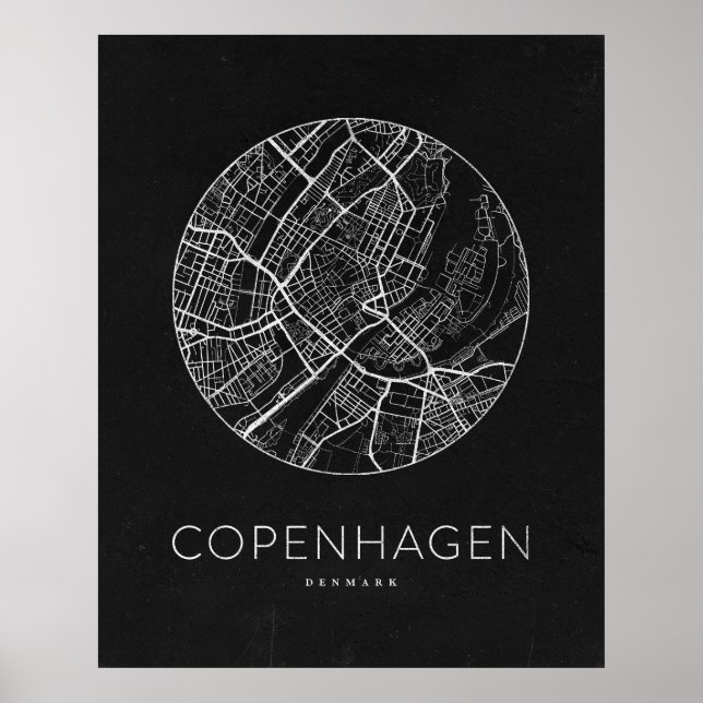 Minimalistisk Karta i Köpenhamn Poster (Framsidan)