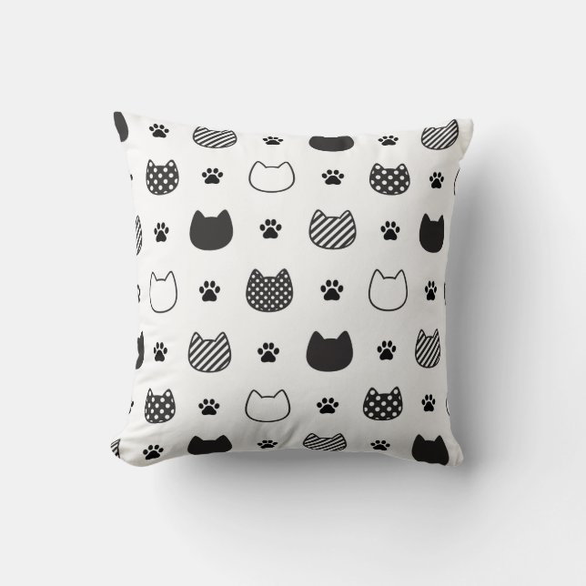 Minimalistisk Kat Ansikte Dekorativ kudde (Framsida)