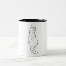 Minimalistisk katt bakifrån linjekonst