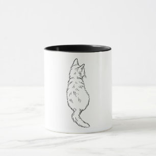 Minimalistisk katt bakifrån linjekonst mugg