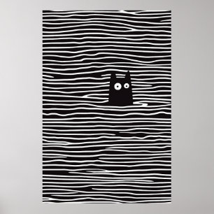 Minimalistisk katt i Rand Poster