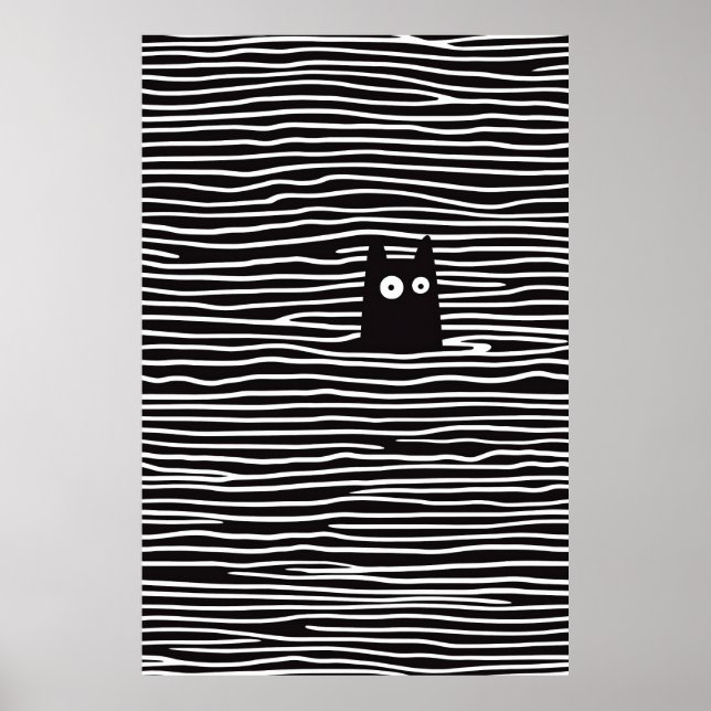 Minimalistisk katt i Rand Poster (Framsidan)