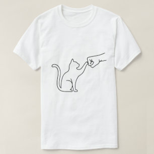 Minimalistisk katt knytnäve linjärt konst T-shirt