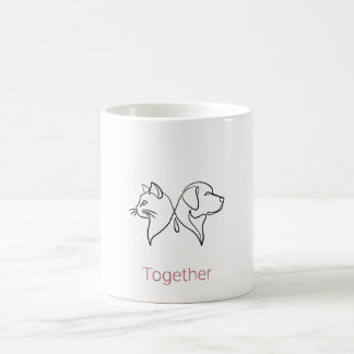 Minimalistisk katt- och hundlinjekonst kaffemugg
