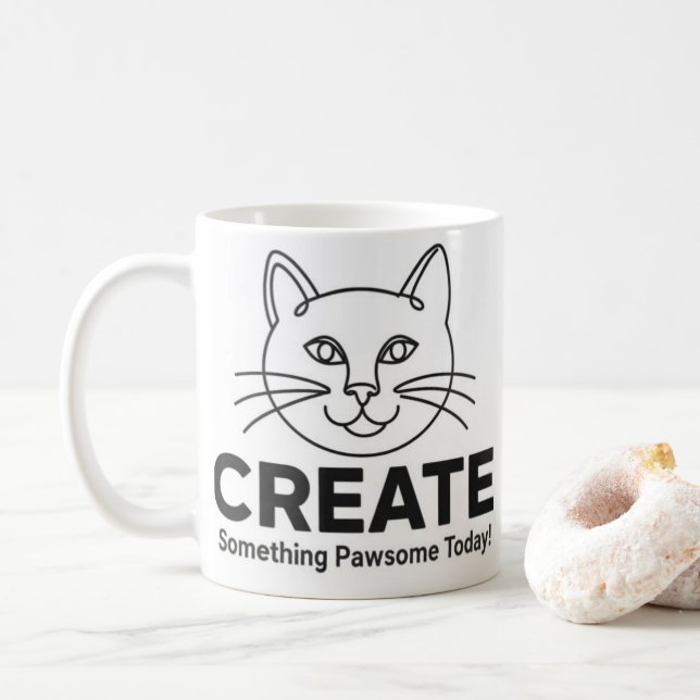 Minimalistisk katt "Paw-som" inspiration  Kaffemugg (Med munk)