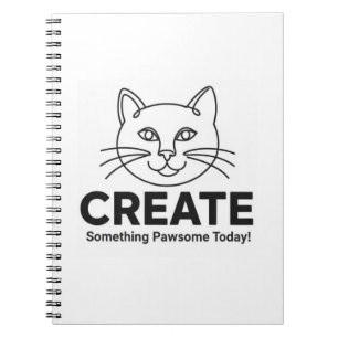 Minimalistisk katt "Pawsome" Feline Rolig Inspirat Anteckningsbok