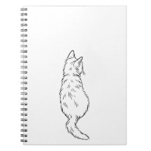 Minimalistisk katt ryggvy linjekonst anteckningsbo