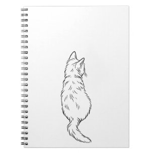 Minimalistisk katt ryggvy linjekonst anteckningsbo anteckningsbok