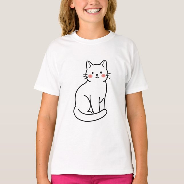 Minimalistisk katt T-shirt – Söt enkel kattdesign (Framsida)