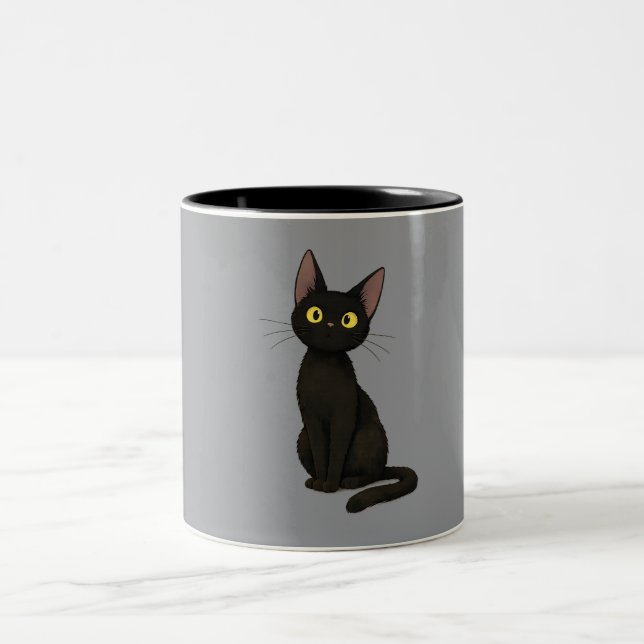 Minimalistisk katt tvåtons kaffemugg (Center)