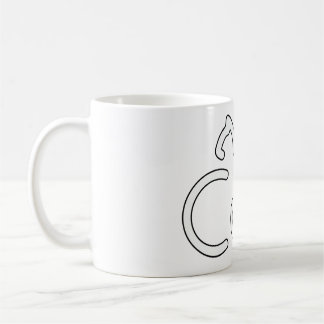 Minimalistisk katt-typografi-design – Modern linje Kaffemugg