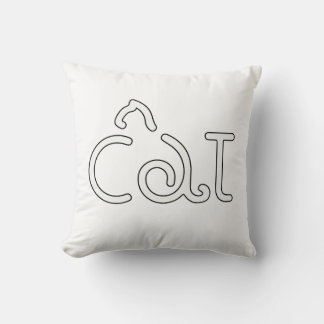 Minimalistisk katt-typografi – Modern linjearbetni Kudde