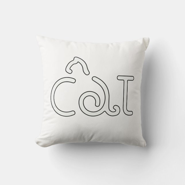 Minimalistisk katt-typografi – Modern linjearbetni Kudde (Framsida)
