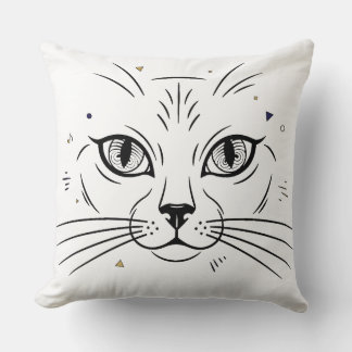 minimalistisk kattansikte linjekonst  kudde