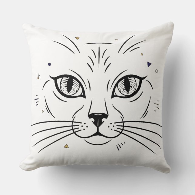 minimalistisk kattansikte linjekonst  kudde (Framsida)