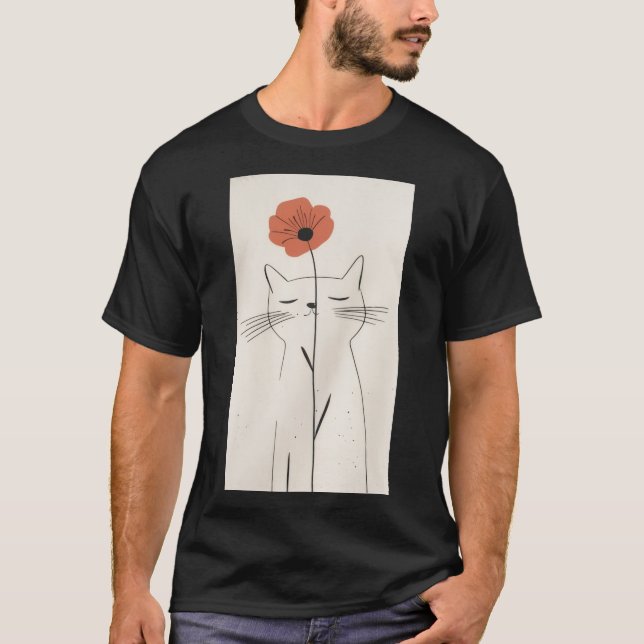 Minimalistisk kattblomshalsa Söt present till katt T Shirt (Framsida)